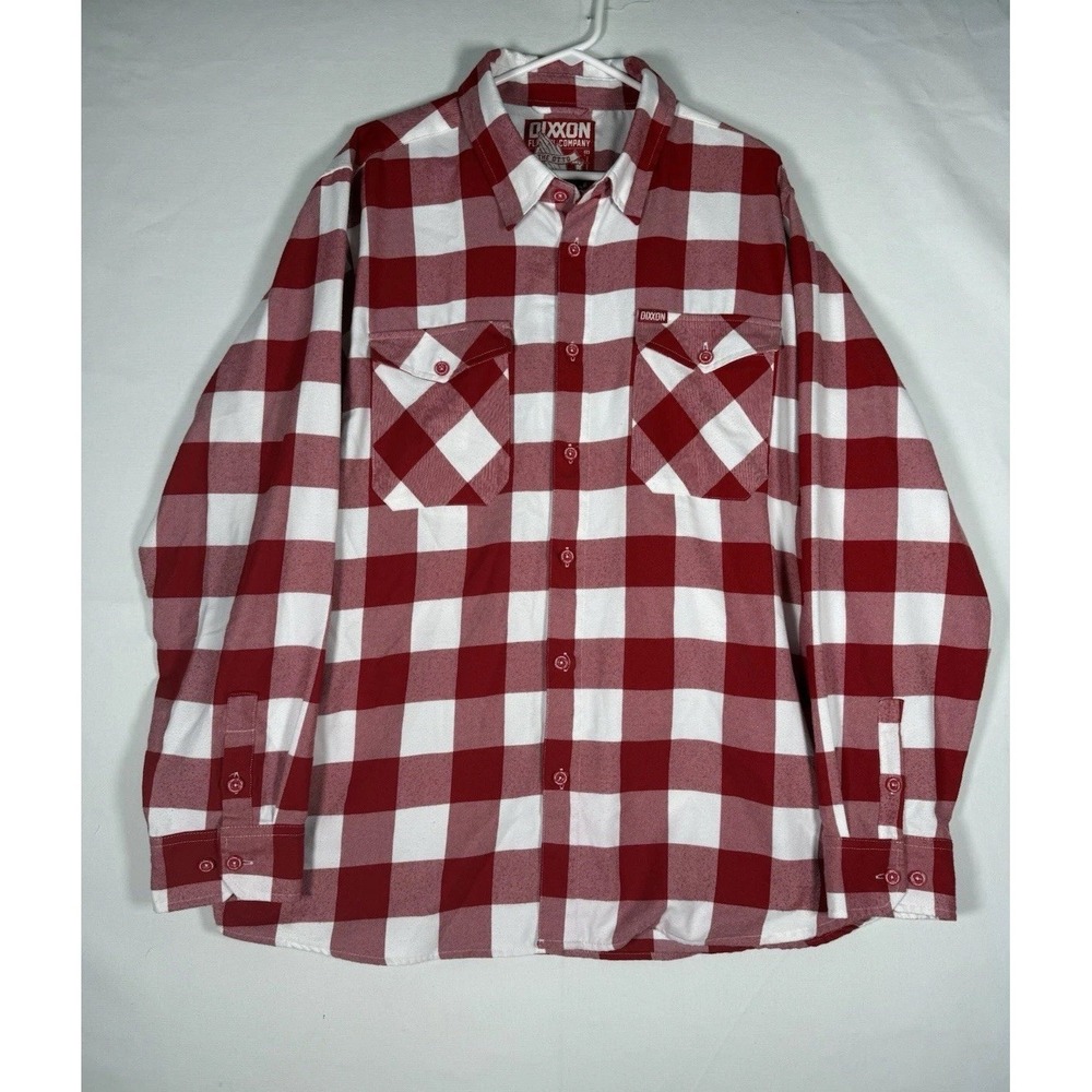 Dixxon Flannel Shirt Mens XXL Red White Plaid The Otto Button Down Long Sleeve